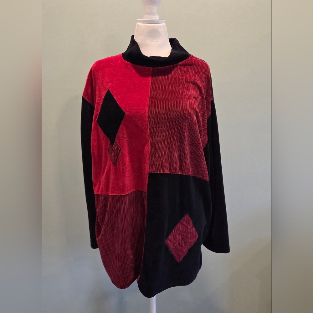 ERIKA III Collection Color Block Patchwork Tunic Top Size 3X - Picture 2 of 8